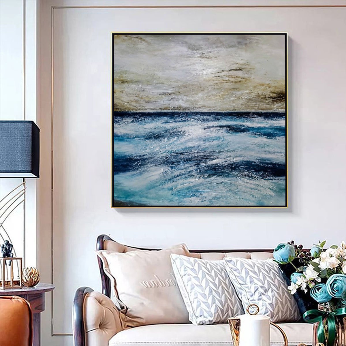 Abstract Landscape Acrylic Painting By Alexandra Petropoulou, 39 X 39, Tinos Island, Original Artwork