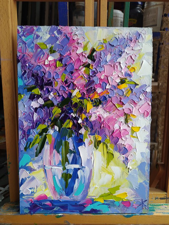 Spring soon - oil painting, lilac, lilac bouquet, flowers, flowers oil painting