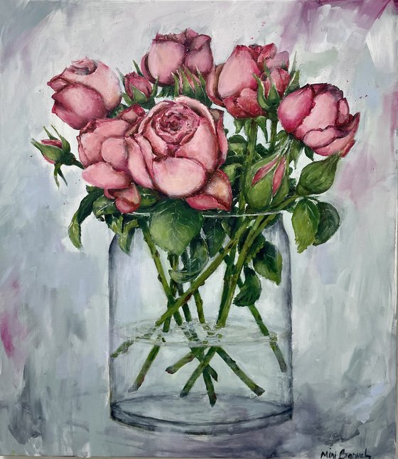 Pink roses in a vase