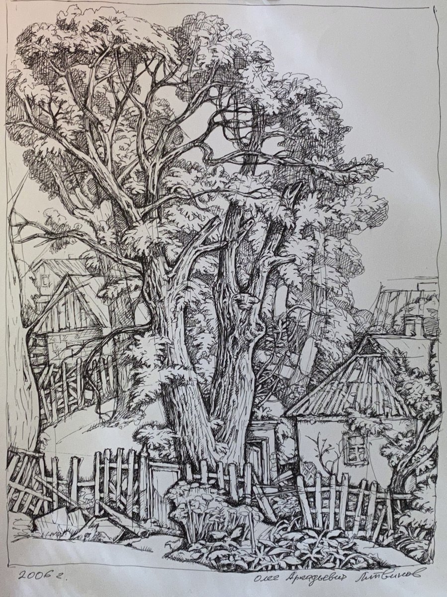 Impressionistic Landscape Painting By Oleg And Alexander Litvinov, 11 X 15", Old House, Original Artwork