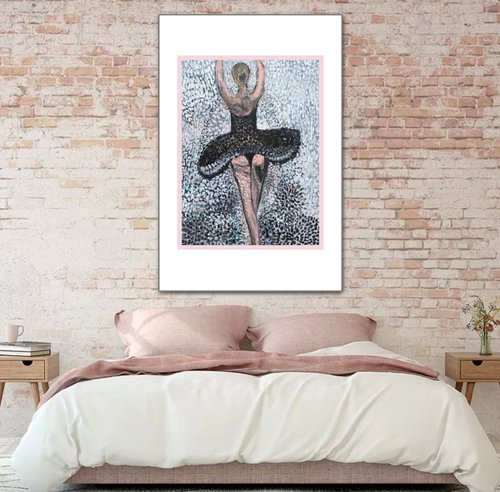 Black and White Painting on Canvas, Ballerina Paintings, Ballet Art, Artfinder Gift Ideas, Home Decor, Living Room Decor, Large Paintings on Canvas, Ready to Hang, Original Artwork, For Sale by Kumi Muttu