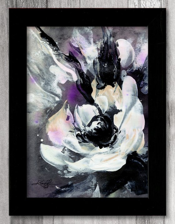 Midnight Blooms 8 - Framed Floral Painting by Kathy Morton Stanion