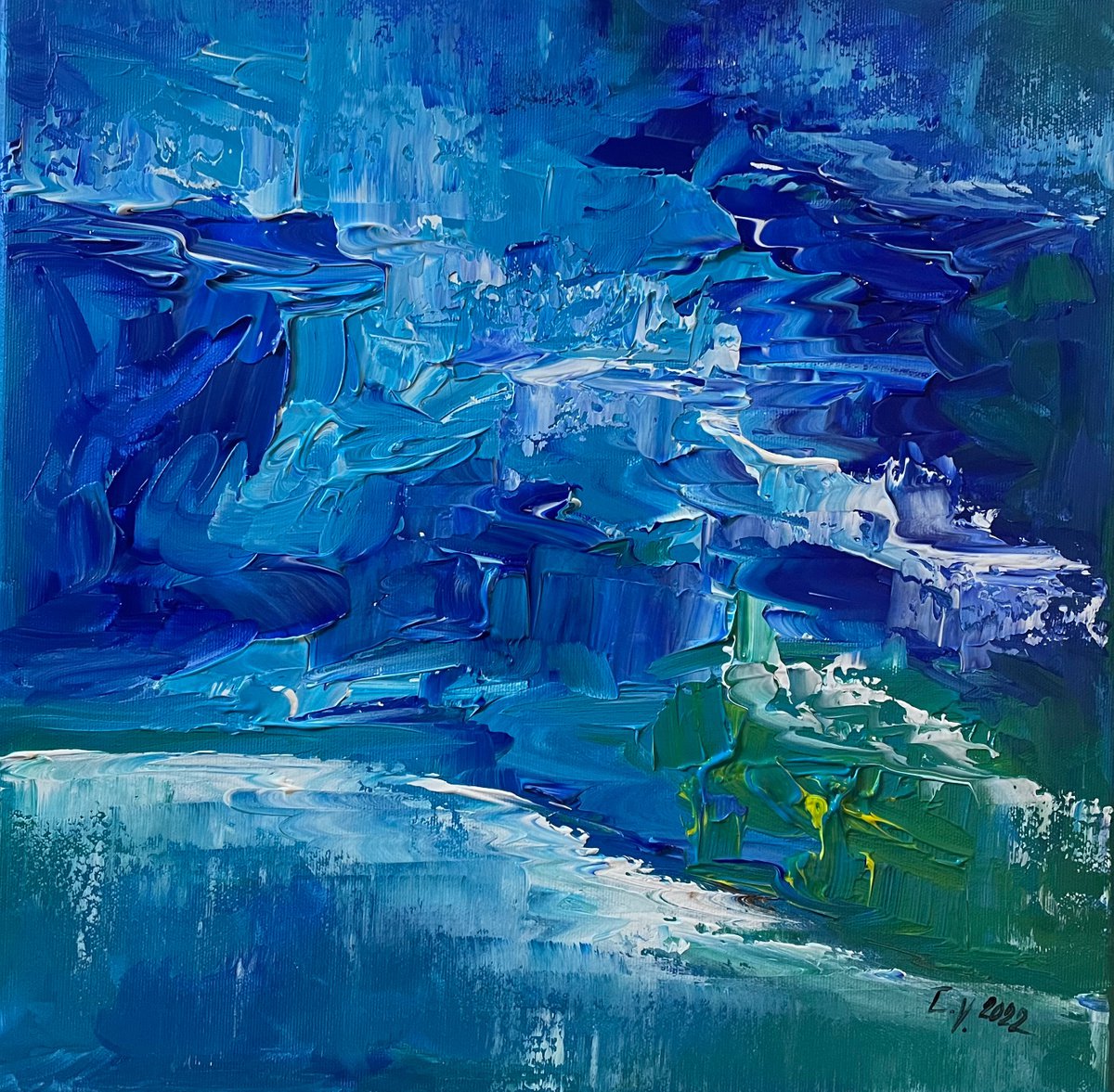 Blue Expressions Acrylic painting by Timea Valsami Artfinder