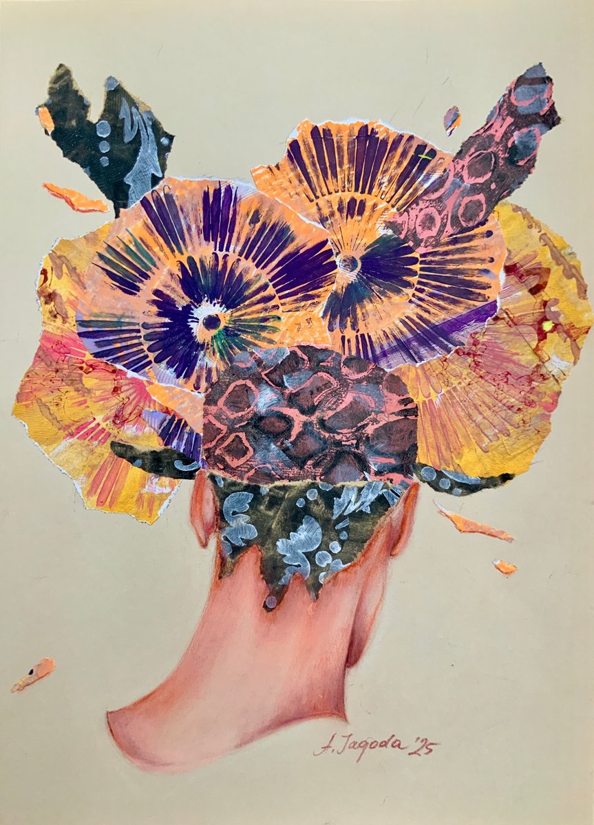 Surrealistic Portrait Pastel Drawing By Alexandra Jagoda (Ovcharenko), 12 X 17, Flourish, Original Artwork