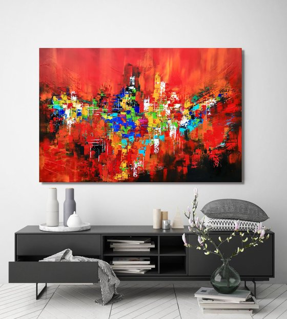 Forgotten Journey - XL LARGE,  Modern, Textured, Joyful,  Energetic,  Bold,  Colorful Painting - READY TO HANG!