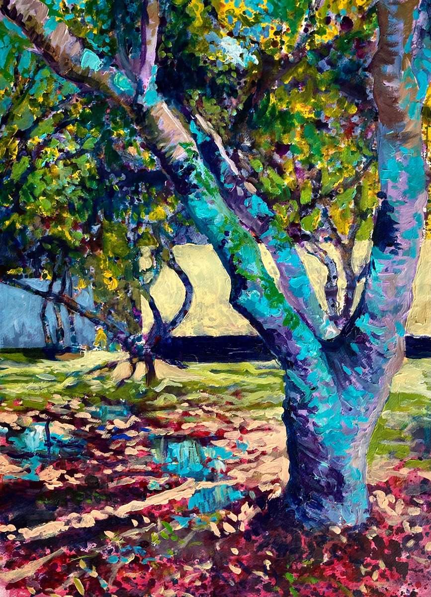 Impressionistic Landscape Acrylic Painting By John Cottee, 22 X 30, After The Rain, Original Artwork