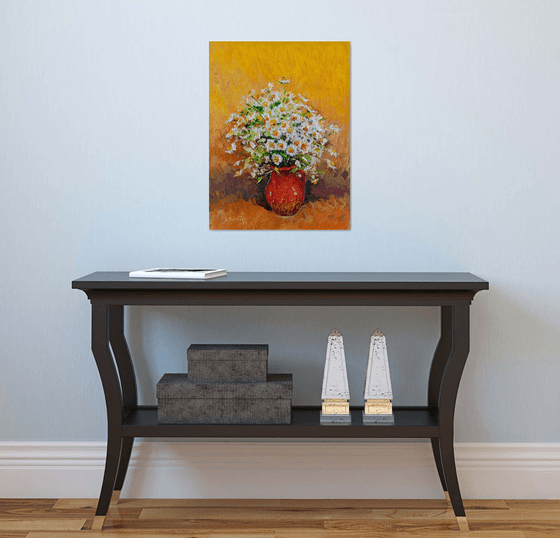 Red Jug and Chamomiles