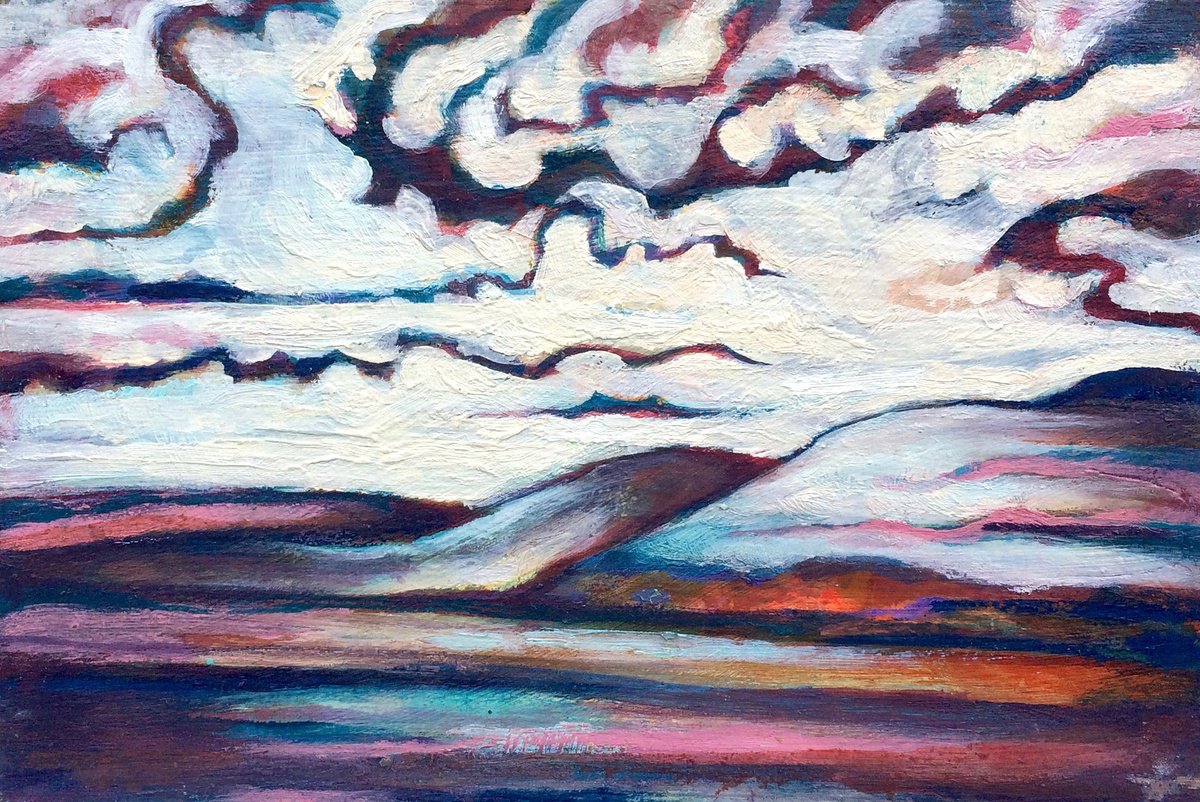 Impressionistic Landscape Oil Painting By Guy Pickford, 11 X 7, Winter Solstice, Original Artwork