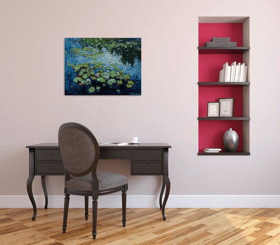 Water Lilies - Impasto Original Oil painting