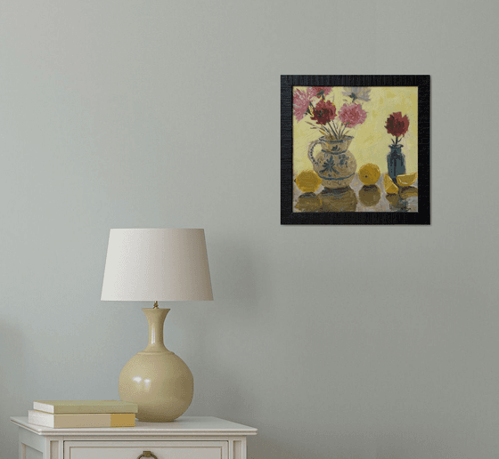 Backlit flowers and lemons