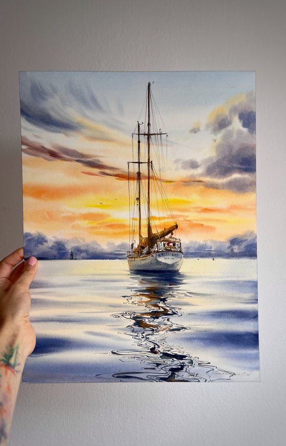 Golden hour on a yacht