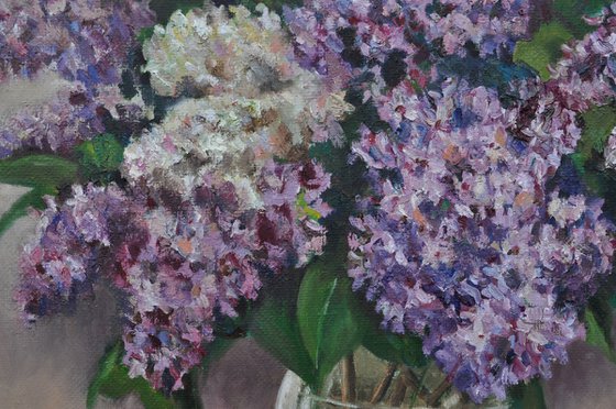 Lilac bouquet original oil painting