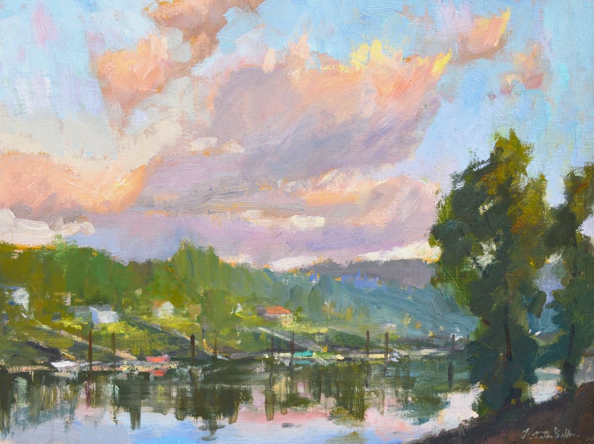 Impressionistic Landscape Oil Painting By Kristina Sellers, 16 X 12", Foothills Sunset, Original Artwork