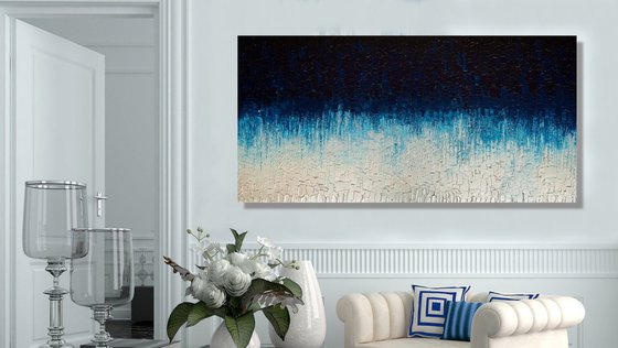 Cascade of Blue - LARGE,  TEXTURED, PALETTE KNIFE ABSTRACT ART – EXPRESSIONS OF ENERGY AND LIGHT. READY TO HANG!