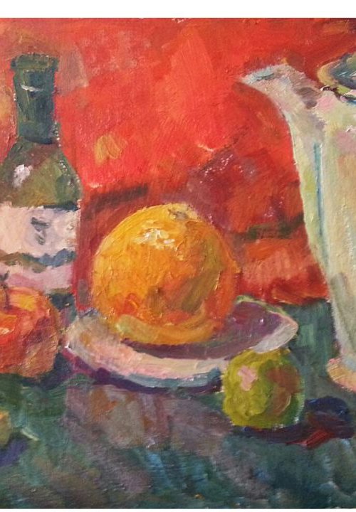 Still life with orange by Oleksa Chornyi