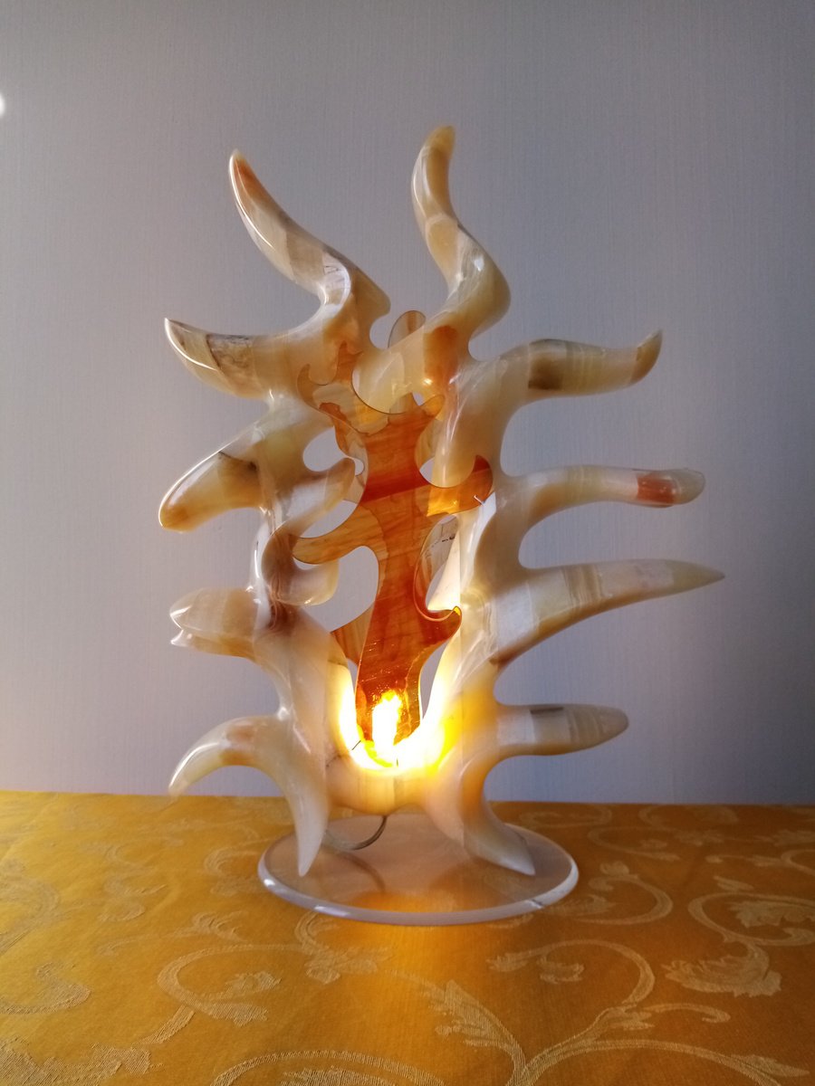 Abstract Stone Sculpture By Massimiliano Capraro, 13 X 17", Full Moon, Original Artwork