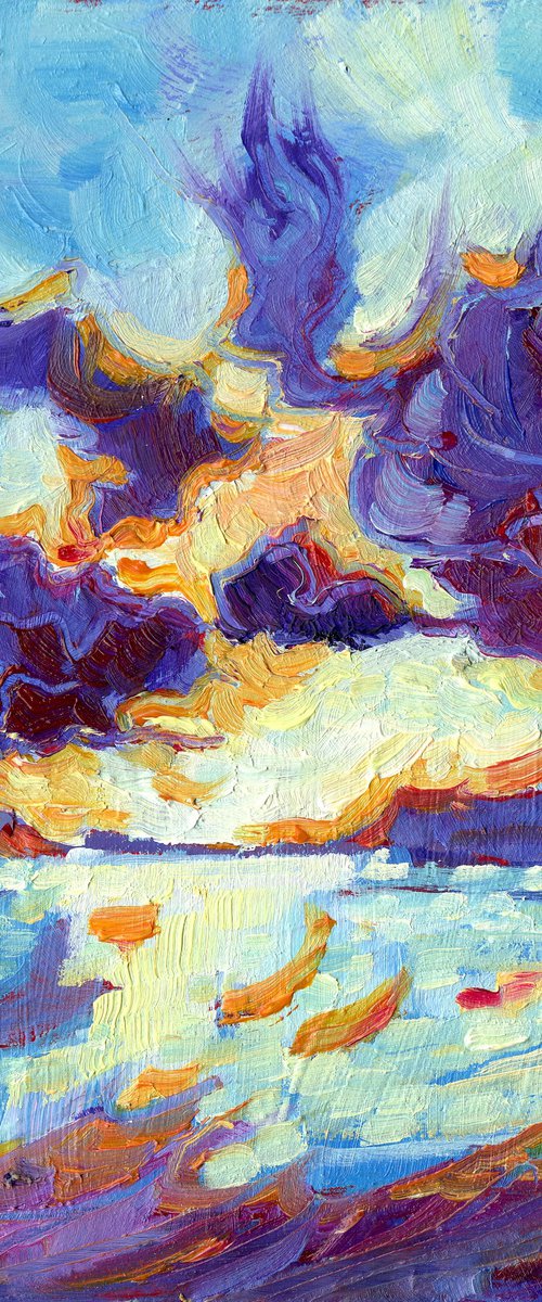 Welsh Sunset - Small Seascape by Mary Kemp