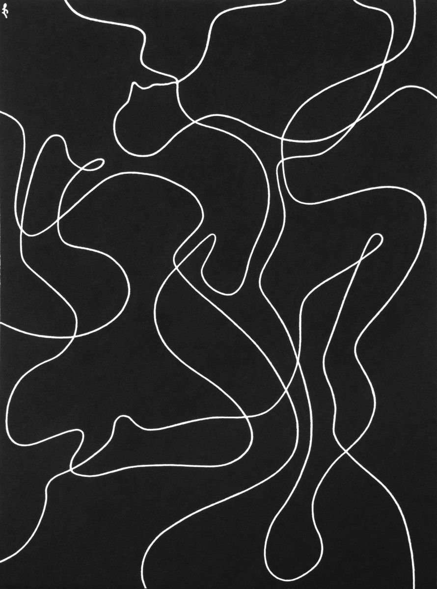 Surrealistic Abstract Acrylic Painting By Lia Chechelashvili, 19 X 26", Impromptu, Original Artwork