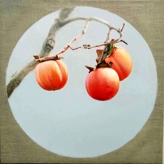 Still life:Persimmon and ant