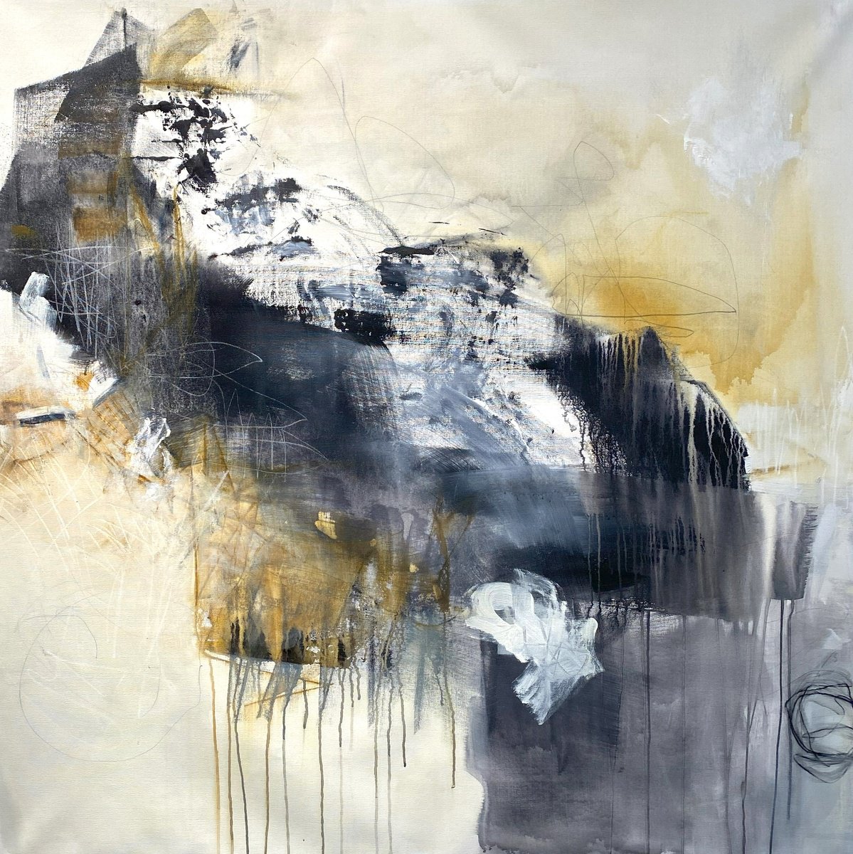 Organic Abstract Acrylic Painting By Kat Crosby, 54 X 54", Complicated Simplicity, Original Artwork