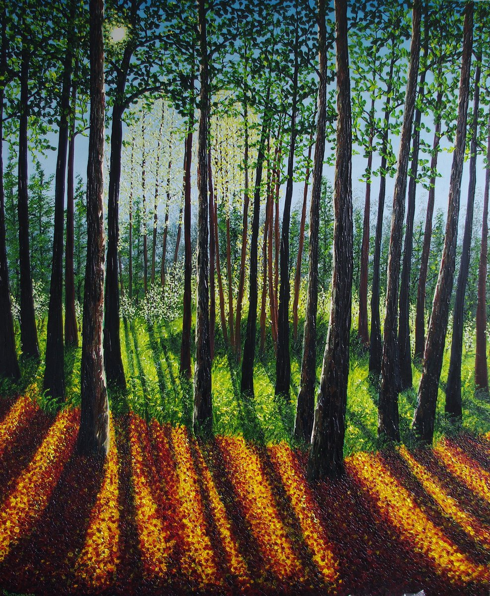Impressionistic Landscape Oil Painting By Hazel Thomson, 39 X 47, Autumn Light, Original Artwork