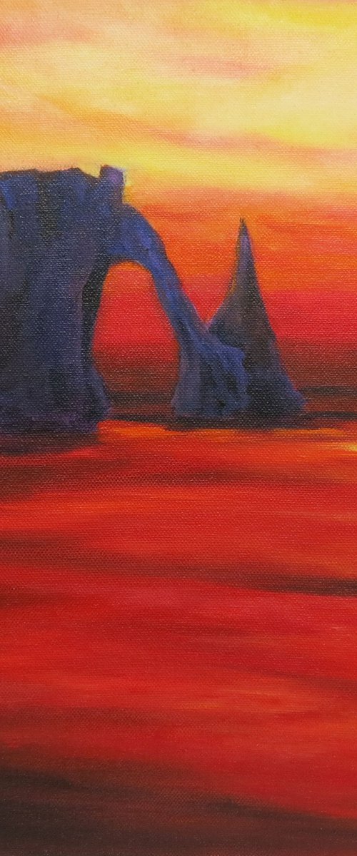 Sunset in Etretat, Normandy by Maureen Greenwood