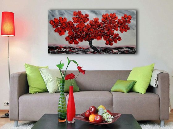 Red Blooming Tree,sale was 445 now 195 USD.
