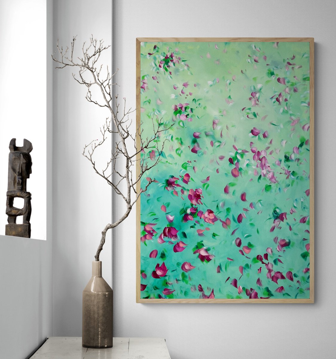 Organic Botanical Acrylic Painting By Katherine Spiller, 37 X 25", Petal Stories, Original Artwork