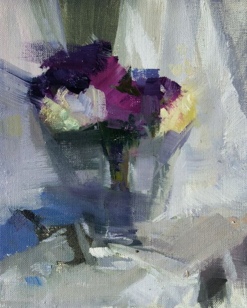 Flower oil painting - Purple Song by Yuri Pysar