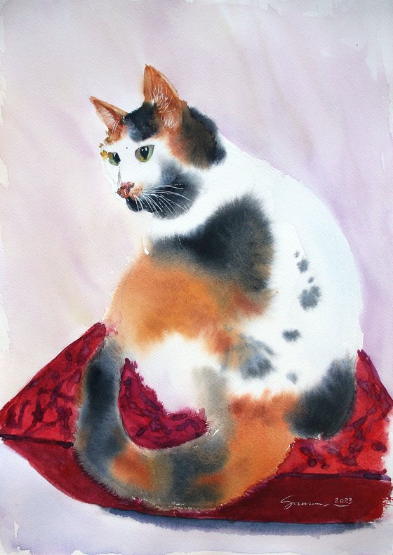 Cat VI / FROM THE ANIMAL PORTRAITS SERIES / ORIGINAL PAINTING