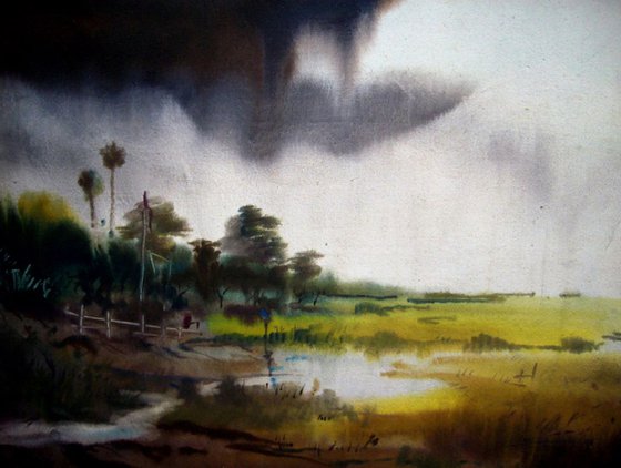 Rural Storm - Watercolor Painting