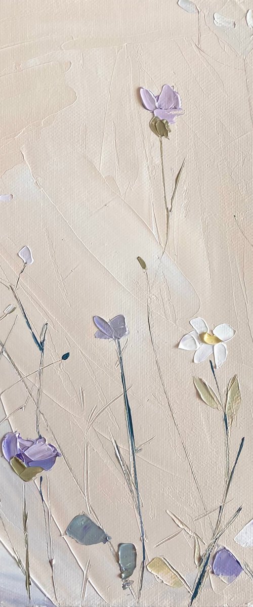 Oil painting “Summer field 3»impasto art 27х27cm by Leysan Khasanova