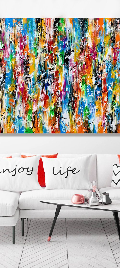 Pure Joy - XL LARGE,  TEXTURED ABSTRACT ART – EXPRESSIONS OF ENERGY AND LIGHT. READY TO HANG! by Julijana Ravbar