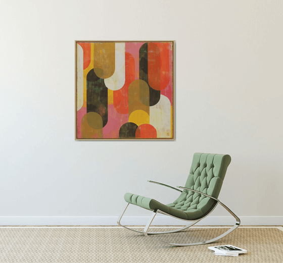 Traffic Pink & Orange - Incl Frame - 85x85 cm - Pop Art Painting - Ronald Hunter 17J