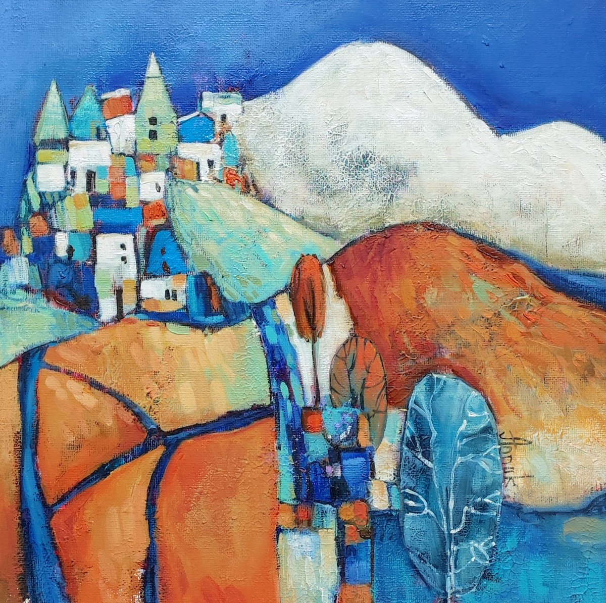 Expressive Oil Painting , Tranquility By Anna Soghomonyan, 14 X 14, Artwork For Sale On Artfinder