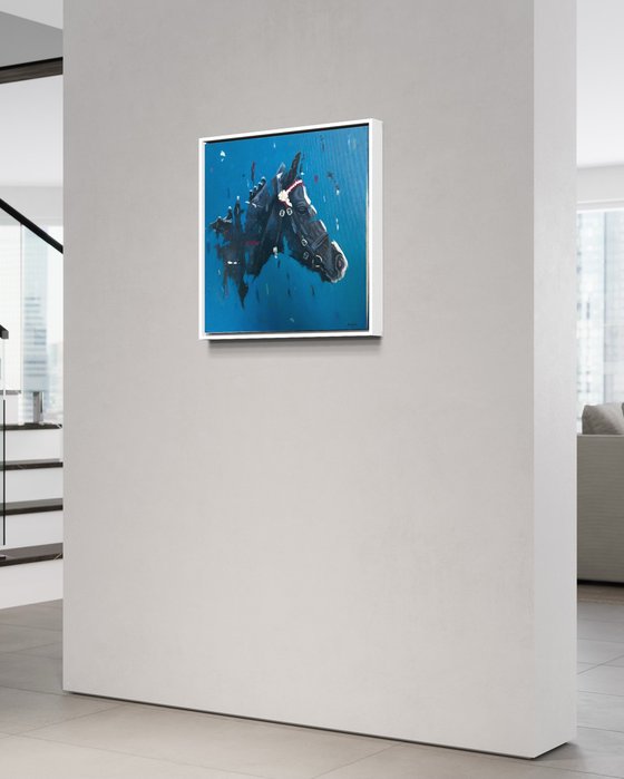 Sapphire - Horse Head Oil Painting - Framed 53cmx 53cm