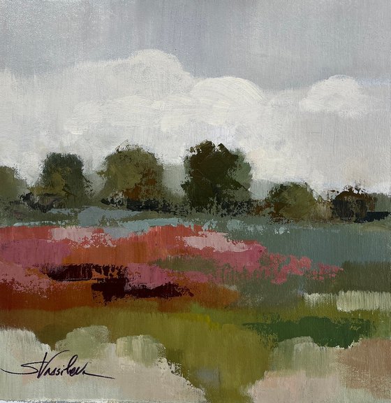 burgundy and Sage Landscape I