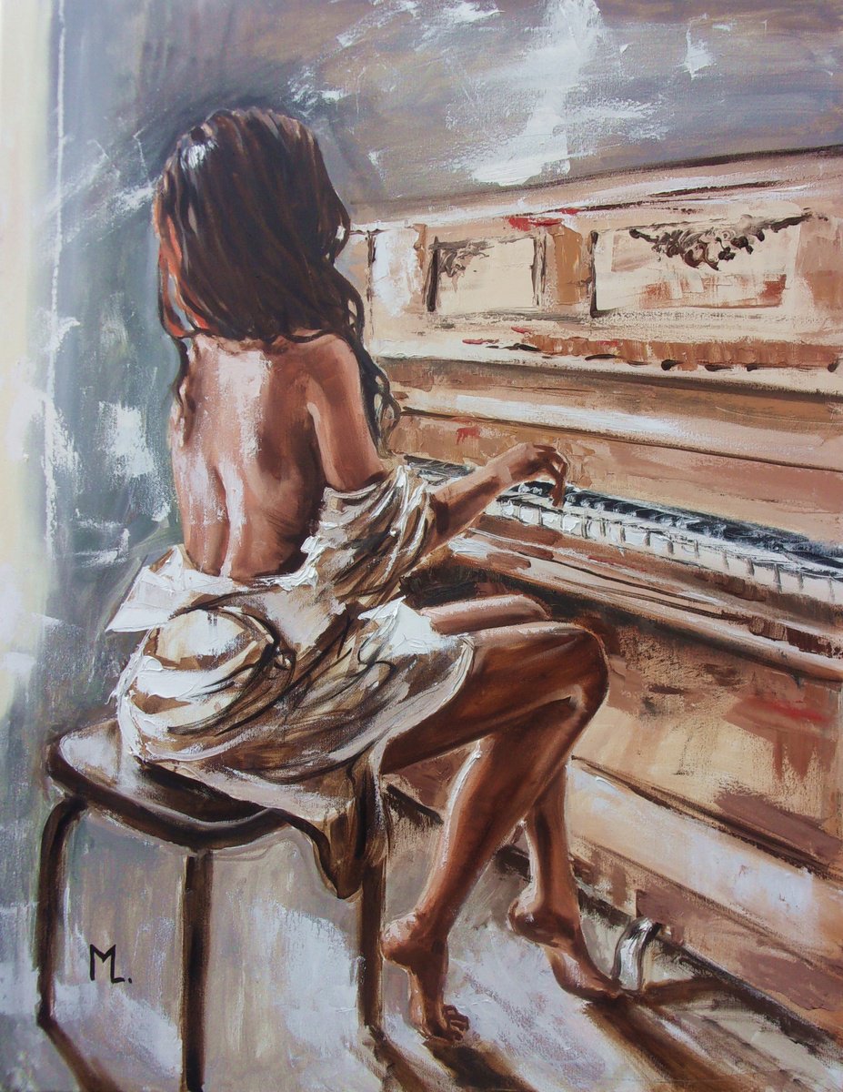 Expressive Oil Painting , Morning Cis - Moll, Piano Music By Monika Luniak, 28 X 35, Artwork For Sale On Artfinder