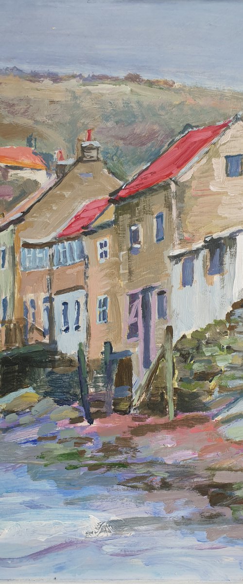 Staithes, N.Yorkshire,old houses on beck by Jean  Luce