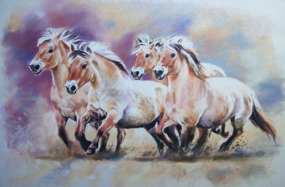 With the wind - Fiorde horses