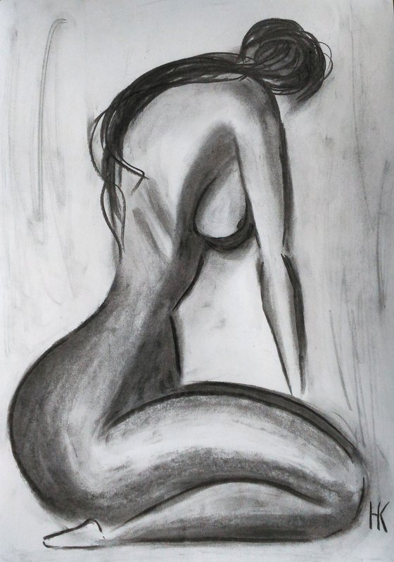 Woman Nude Charcoal Art