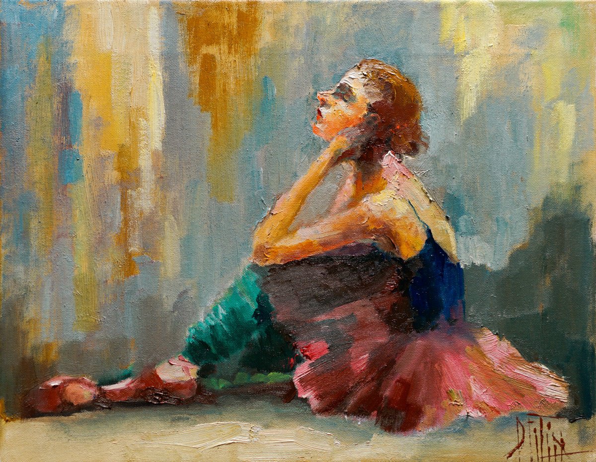 Impressionistic Portrait Oil Painting By Pavel Filin, 18 X 14", Dream, Original Artwork