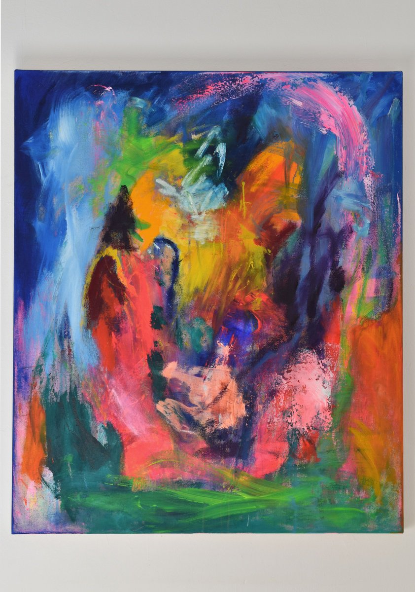 Abstract Acrylic Painting By Sebastian Merk, 39 X 47", Open World, Original Artwork