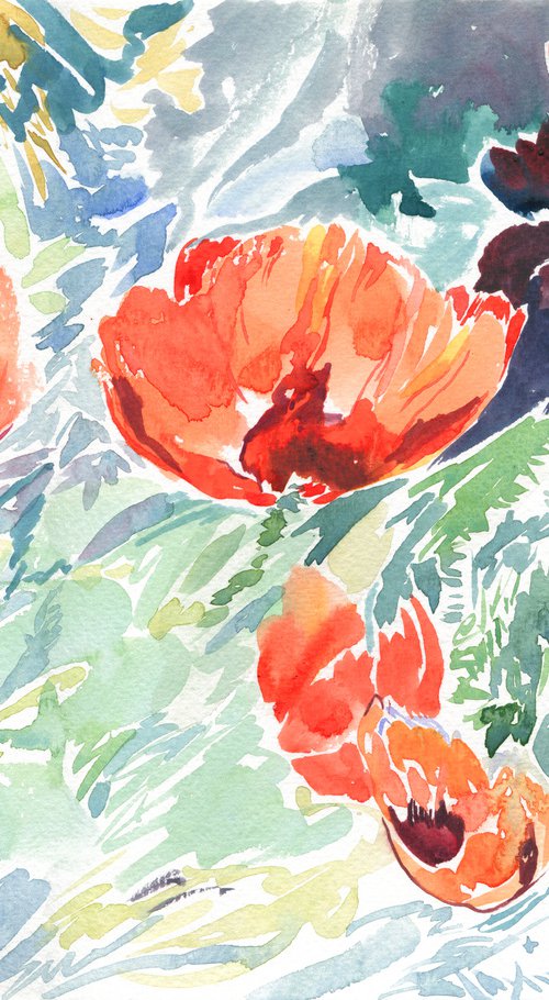 Poppies. Plein air watercolor by Daria Galinski