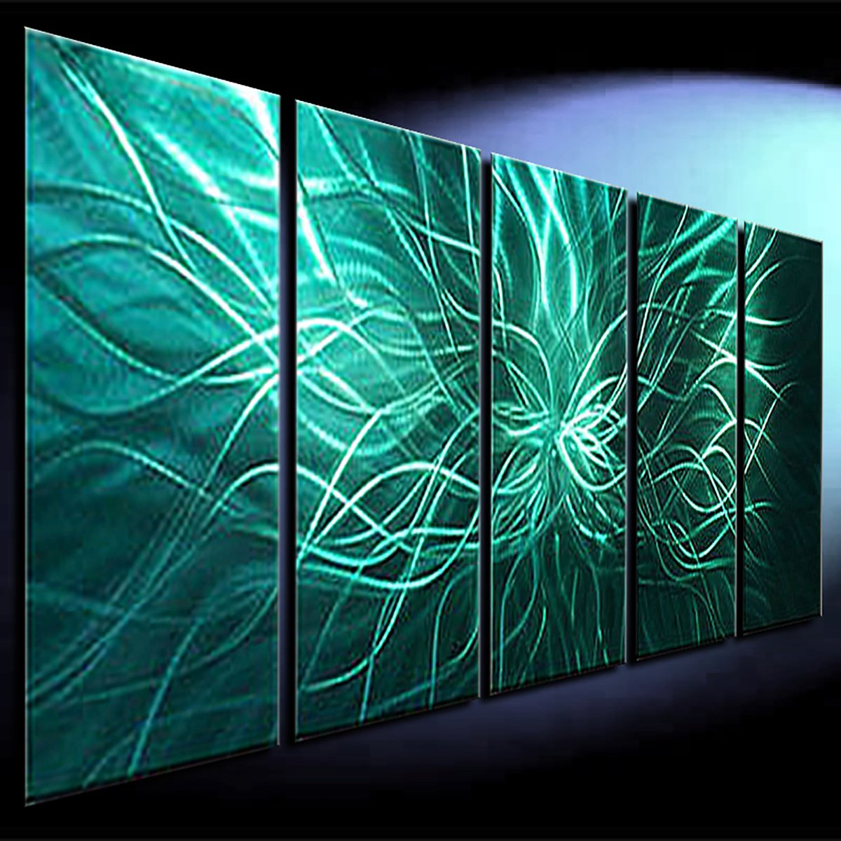 Abstract Sculpture By Dong Su, 64 X 25, Turquoise Rays, Original Artwork