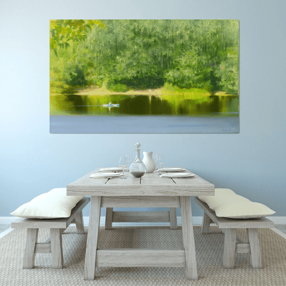 White and Blue Canoe