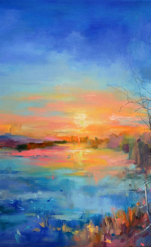 Sunset on the Lake by Zhanna Kondratenko