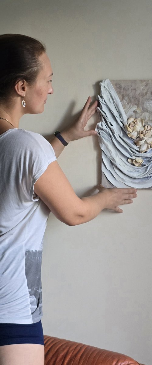 Floral and folds relief panel by Irina Stepanova
