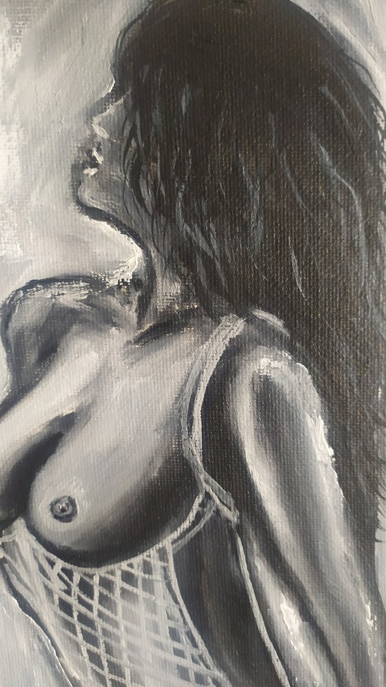 Lost on you, original nude erotic oil painting, Gift, bedroom art