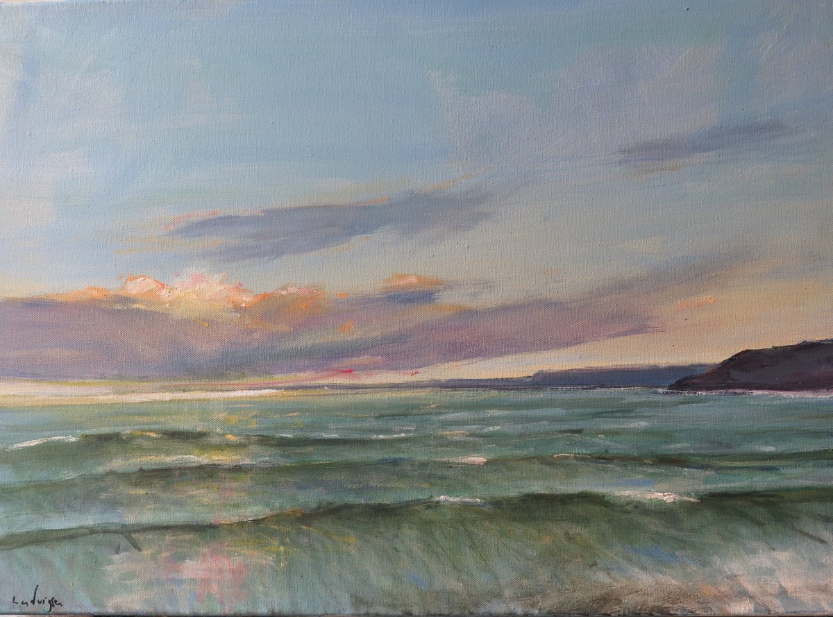 Impressionistic Landscape Oil Painting By Malcolm Ludvigsen, 27 X 20", Scarborough, Nov 25, Original Artwork